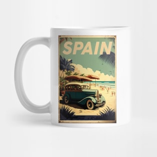 Spain Beach Vintage Travel Art Poster Mug